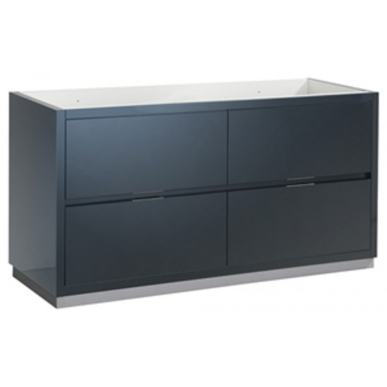 Valencia 60" Dark Slate Gray Free Standing Double Sink Modern Bathroom Cabinet