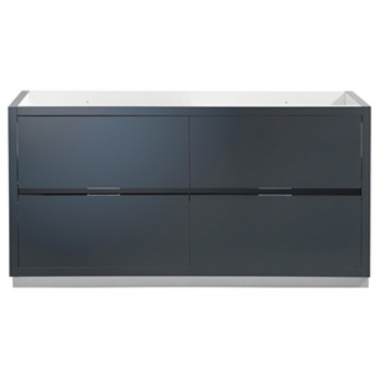 Valencia 60" Dark Slate Gray Free Standing Double Sink Modern Bathroom Cabinet