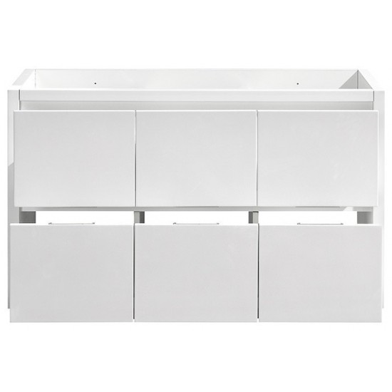 Valencia 48" Glossy White Free Standing Single Sink Modern Bathroom Cabinet