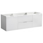 Fresca Valencia 60" Glossy White Wall Hung Double Sink Modern Bathroom Cabinet