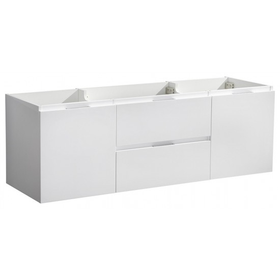 Fresca Valencia 60" Glossy White Wall Hung Double Sink Modern Bathroom Cabinet