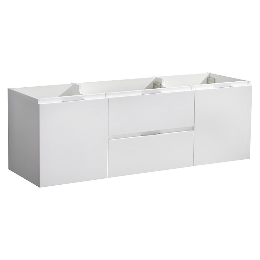 Fresca Valencia 60" Glossy White Wall Hung Double Sink Modern Bathroom Cabinet