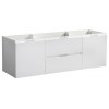 Fresca Valencia 60" Glossy White Wall Hung Double Sink Modern Bathroom Cabinet