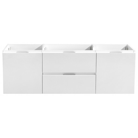 Fresca Valencia 60" Glossy White Wall Hung Double Sink Modern Bathroom Cabinet