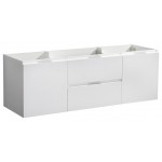Fresca Valencia 60" Glossy White Wall Hung Single Sink Modern Bathroom Cabinet