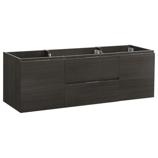 Fresca Valencia 60" Gray Oak Wall Hung Double Sink Modern Bathroom Cabinet