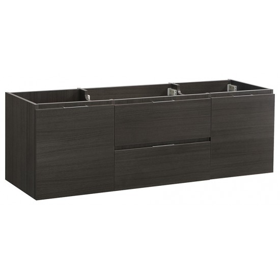 Fresca Valencia 60" Gray Oak Wall Hung Single Sink Modern Bathroom Cabinet