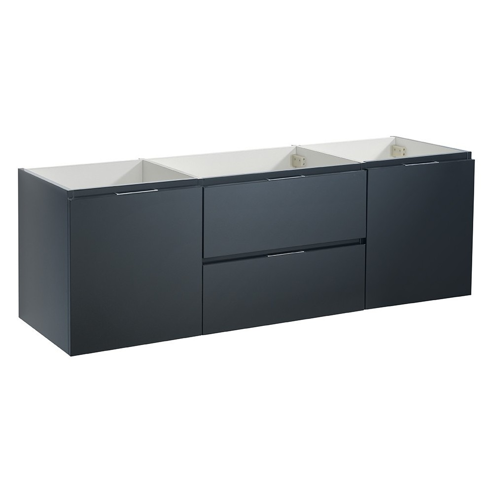 Valencia 60" Dark Slate Gray Wall Hung Double Sink Modern Bathroom Cabinet