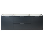 Valencia 60" Dark Slate Gray Wall Hung Double Sink Modern Bathroom Cabinet