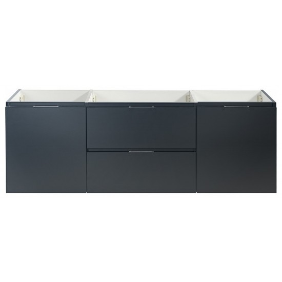 Valencia 60" Dark Slate Gray Wall Hung Double Sink Modern Bathroom Cabinet