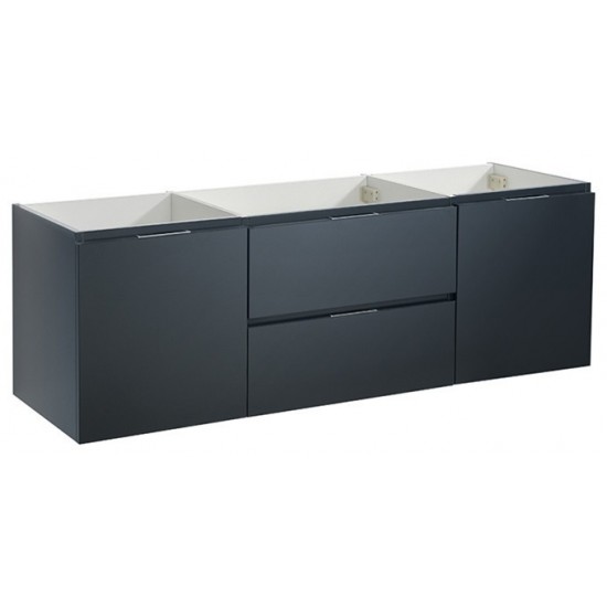 Valencia 60" Dark Slate Gray Wall Hung Single Sink Modern Bathroom Cabinet