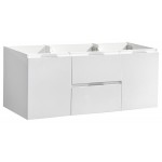 Fresca Valencia 48" Glossy White Wall Hung Double Sink Modern Bathroom Cabinet