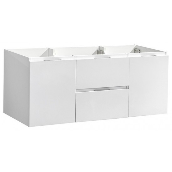 Fresca Valencia 48" Glossy White Wall Hung Double Sink Modern Bathroom Cabinet