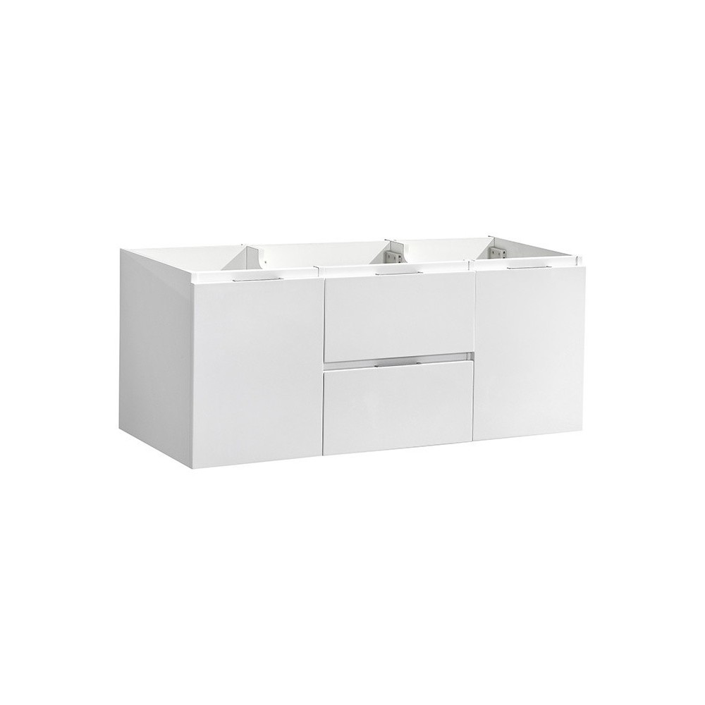 Fresca Valencia 48" Glossy White Wall Hung Double Sink Modern Bathroom Cabinet