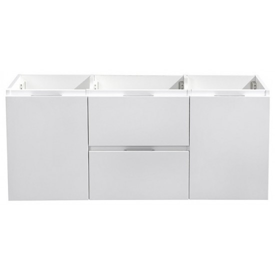 Fresca Valencia 48" Glossy White Wall Hung Double Sink Modern Bathroom Cabinet