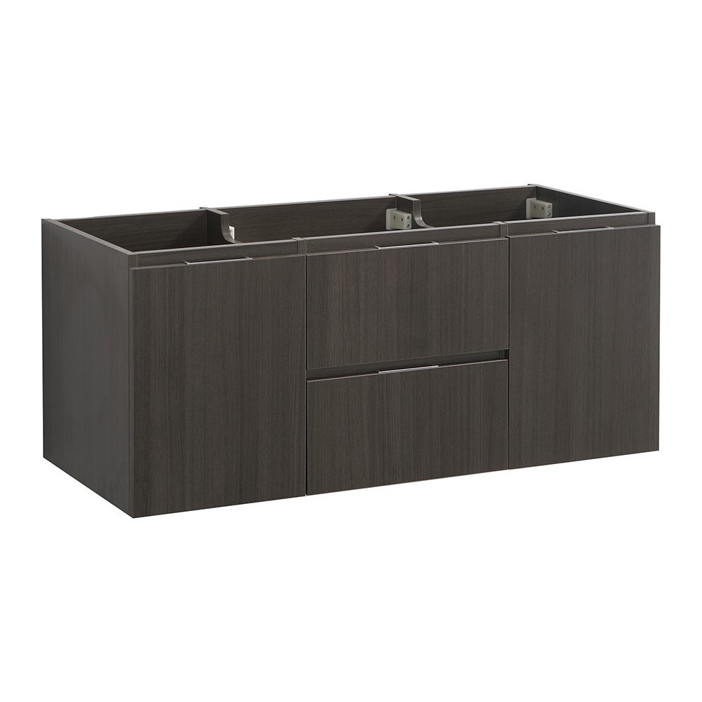 Fresca Valencia 48" Gray Oak Wall Hung Double Sink Modern Bathroom Cabinet