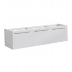 Fresca Vista 60" White Wall Hung Double Sink Modern Bathroom Cabinet
