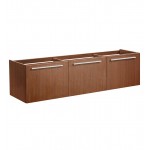 Fresca Vista 60" Teak Wall Hung Double Sink Modern Bathroom Cabinet