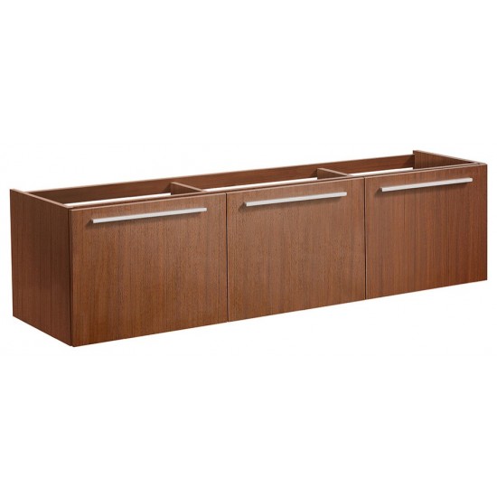 Fresca Vista 60" Teak Wall Hung Single Sink Modern Bathroom Cabinet