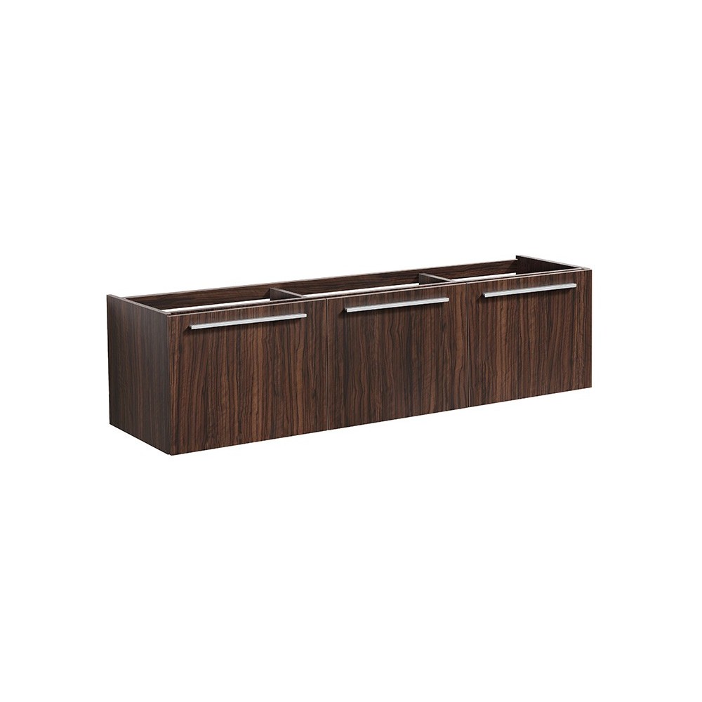 Fresca Vista 60" Walnut Wall Hung Double Sink Modern Bathroom Cabinet