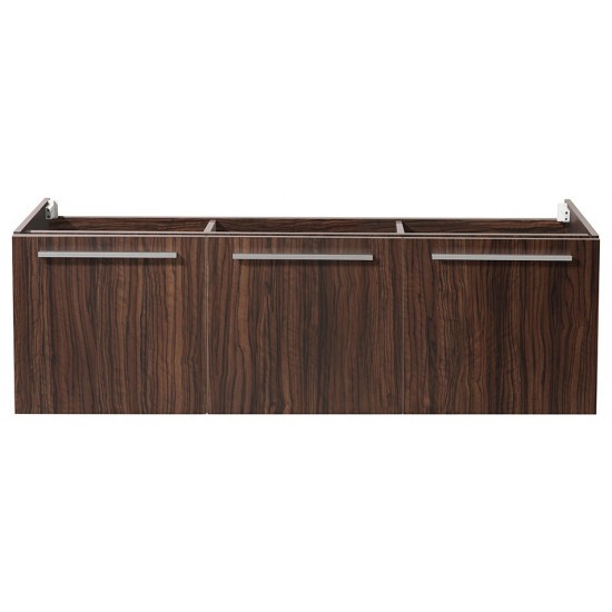 Fresca Vista 60" Walnut Wall Hung Single Sink Modern Bathroom Cabinet