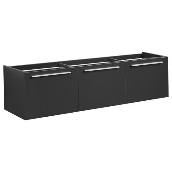 Fresca Vista 60" Black Wall Hung Single Sink Modern Bathroom Cabinet