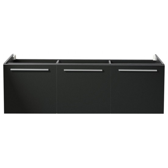 Fresca Vista 60" Black Wall Hung Single Sink Modern Bathroom Cabinet