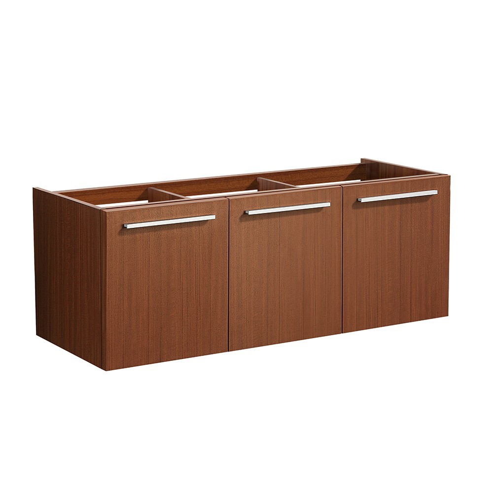 Fresca Vista 48" Teak Wall Hung Double Sink Modern Bathroom Cabinet Fresca Vista 48" Teak Wall Hung Double Sink Modern Bathroom Cabinet