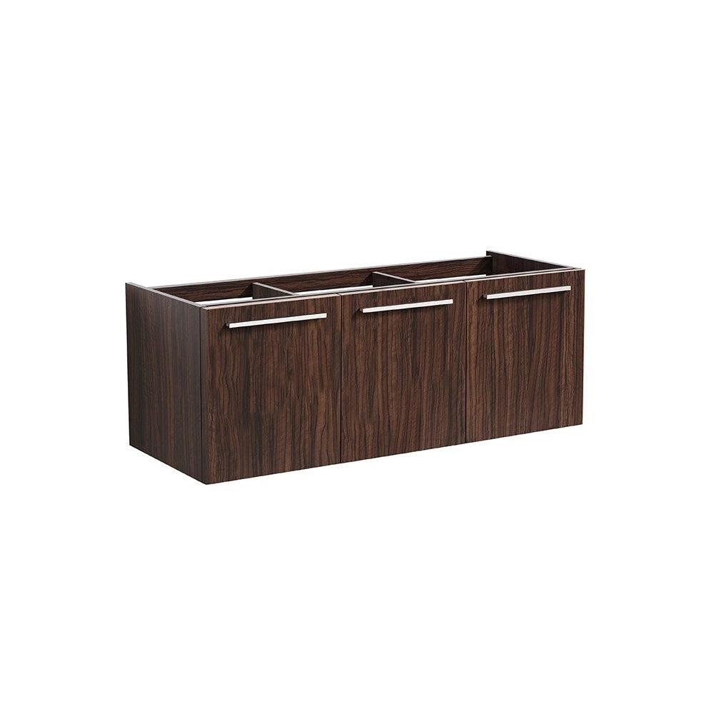 Fresca Vista 48" Walnut Wall Hung Double Sink Modern Bathroom Cabinet