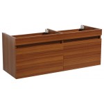 Fresca Mezzo 60" Teak Wall Hung Double Sink Modern Bathroom Cabinet