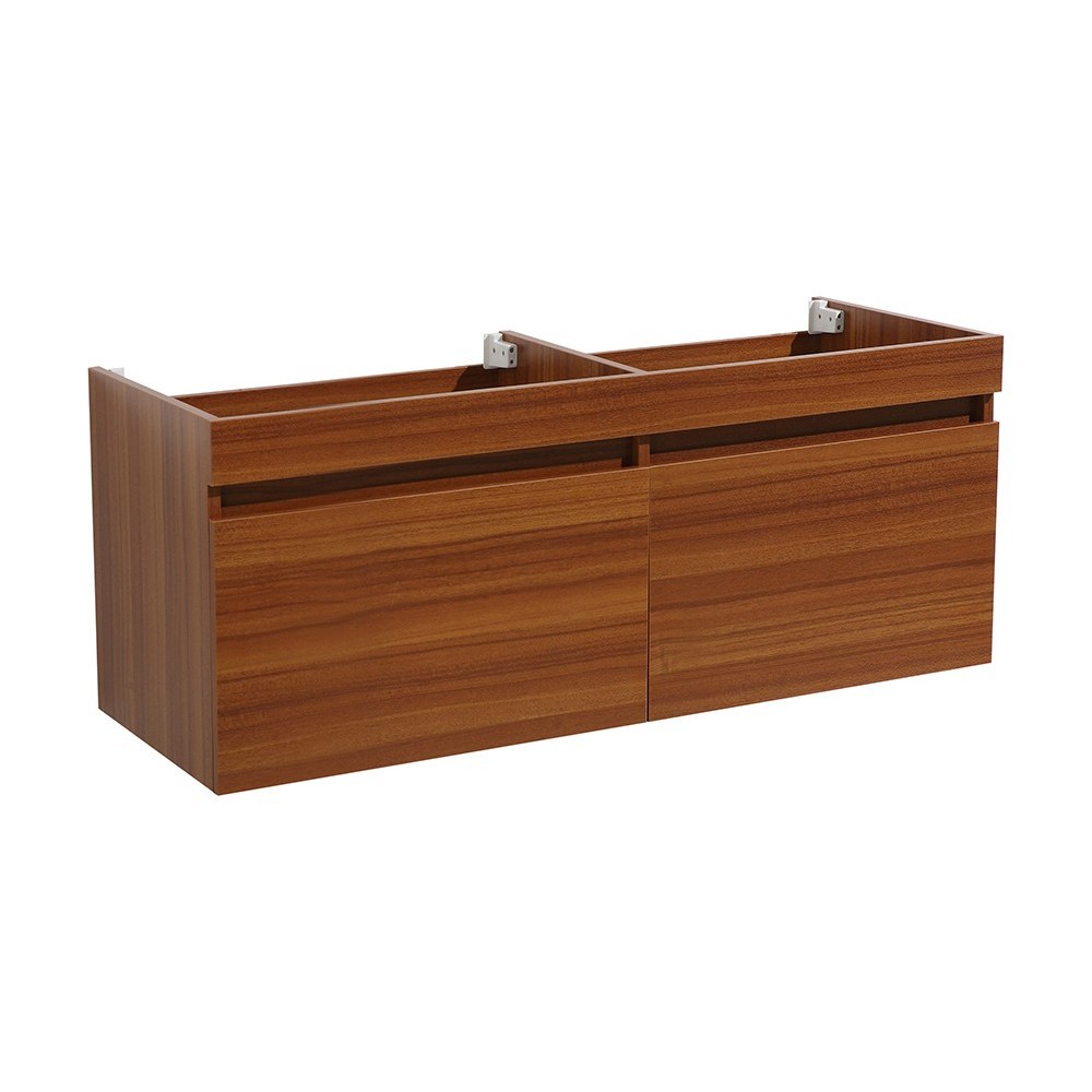 Fresca Mezzo 60" Teak Wall Hung Double Sink Modern Bathroom Cabinet