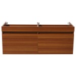 Fresca Mezzo 60" Teak Wall Hung Double Sink Modern Bathroom Cabinet