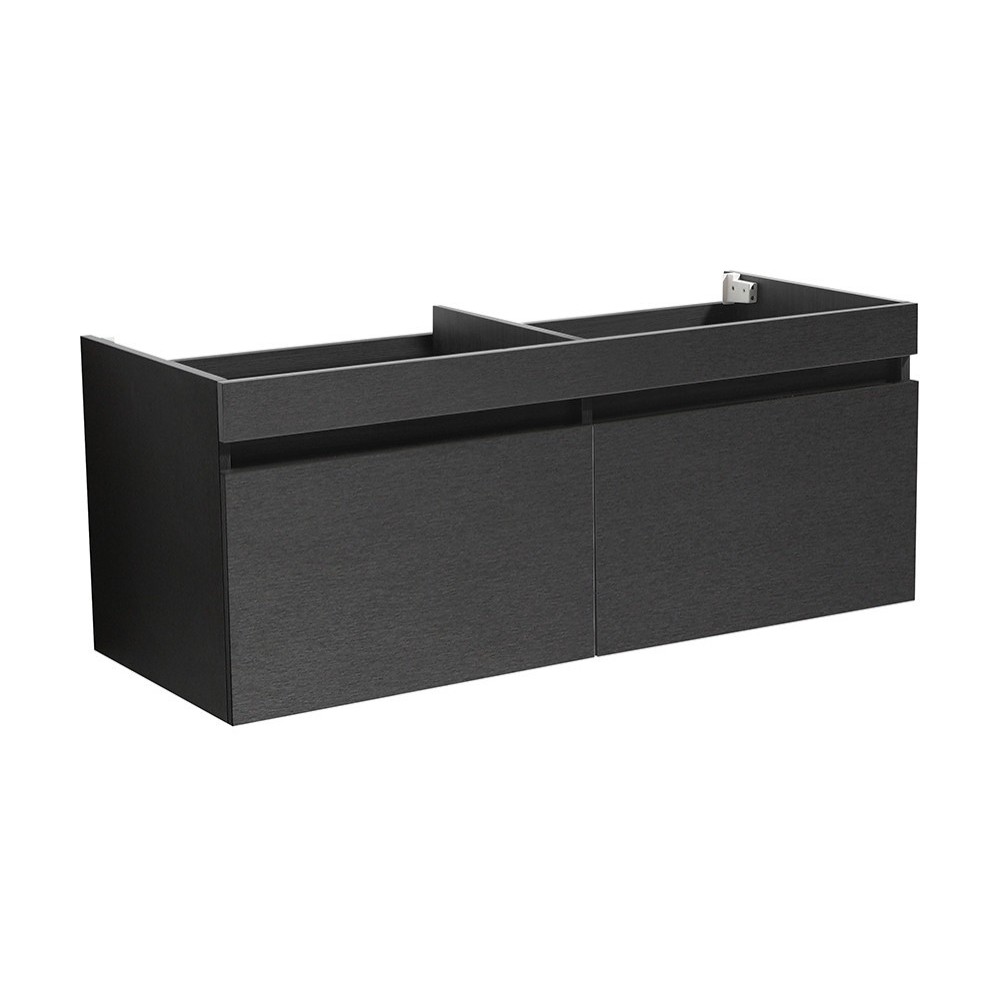 Fresca Mezzo 60" Black Wall Hung Double Sink Modern Bathroom Cabinet