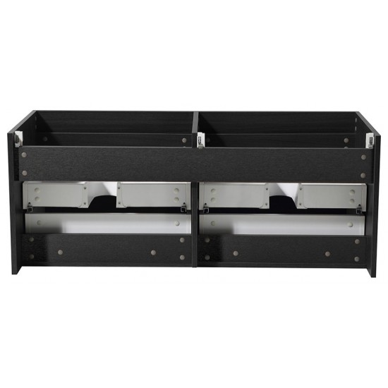 Fresca Mezzo 60" Black Wall Hung Double Sink Modern Bathroom Cabinet
