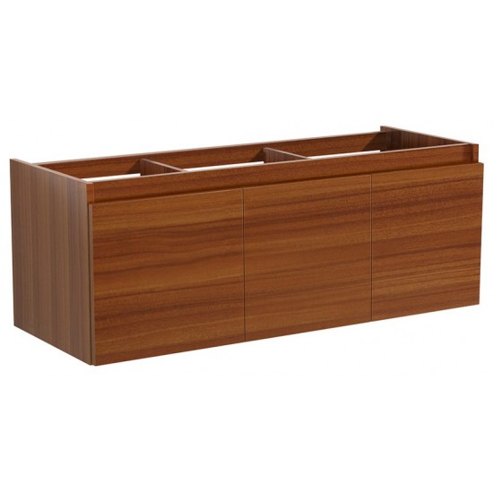 Fresca Mezzo 60" Teak Wall Hung Single Sink Modern Bathroom Cabinet