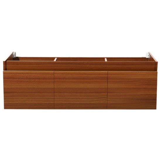 Fresca Mezzo 60" Teak Wall Hung Single Sink Modern Bathroom Cabinet