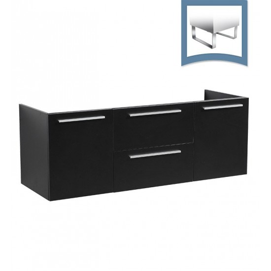 Fresca Opulento 54" Black Modern Double Sink Bathroom Cabinet