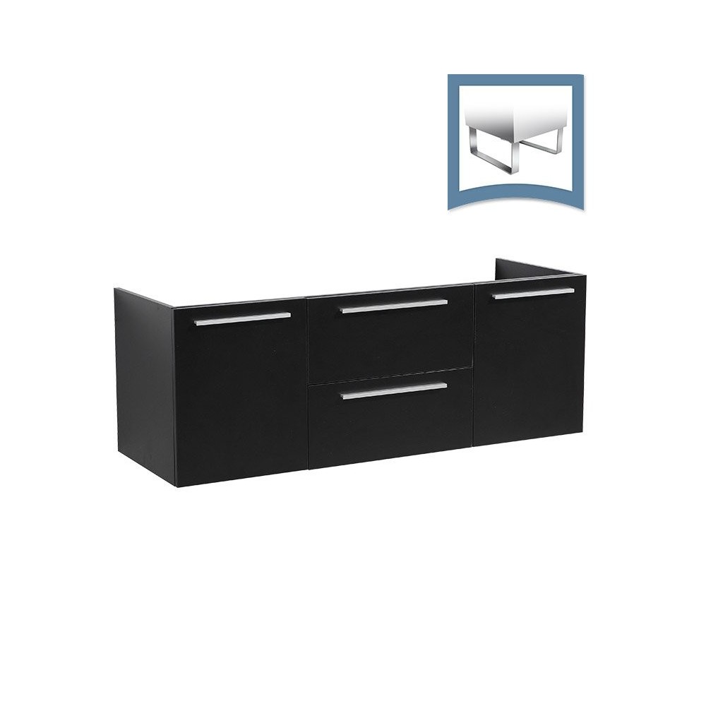 Fresca Opulento 54" Black Modern Double Sink Bathroom Cabinet