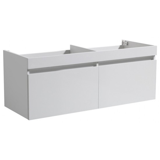 Fresca Mezzo 48" White Wall Hung Double Sink Modern Bathroom Cabinet