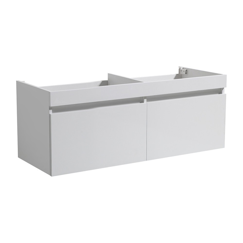 Fresca Mezzo 48" White Wall Hung Double Sink Modern Bathroom Cabinet