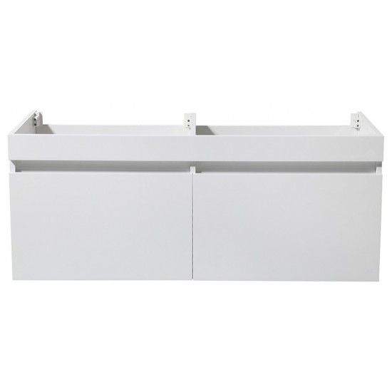 Fresca Mezzo 48" White Wall Hung Double Sink Modern Bathroom Cabinet