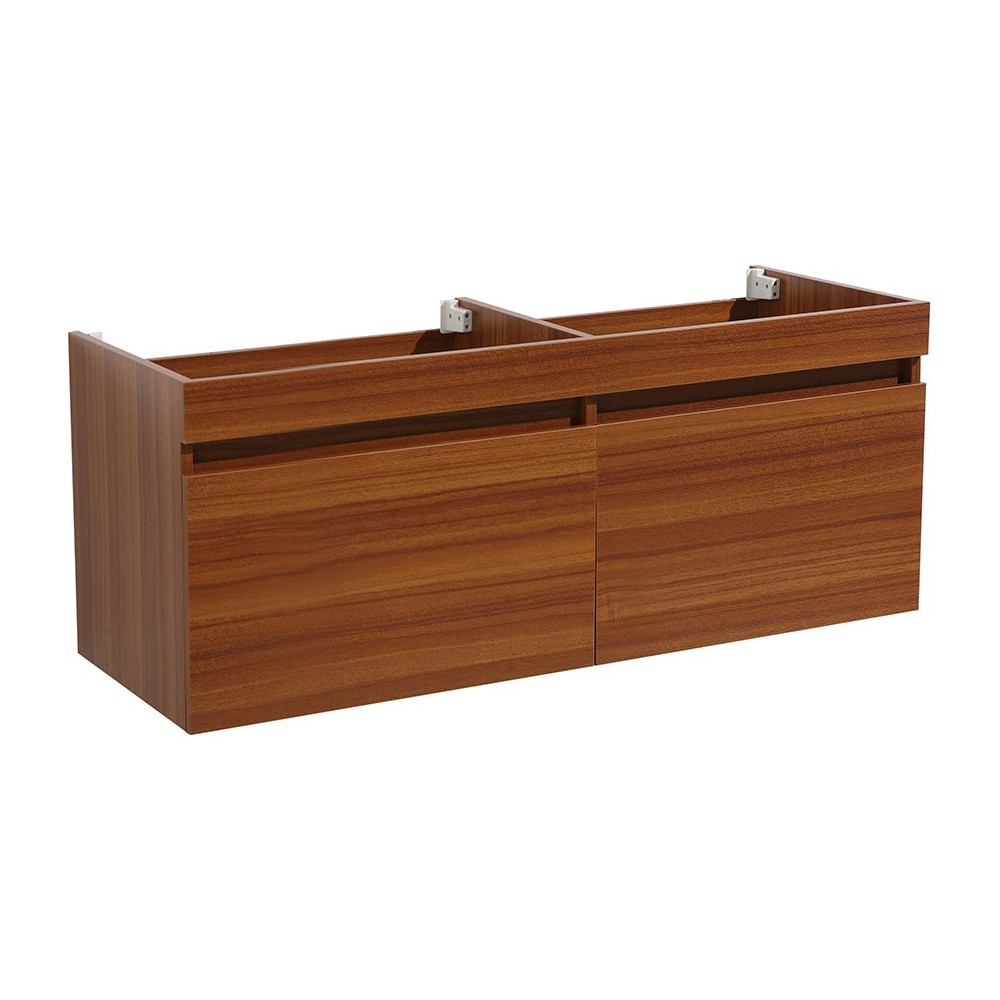 Fresca Mezzo 48" Teak Wall Hung Double Sink Modern Bathroom Cabinet Fresca Mezzo 48" Teak Wall Hung Double Sink Modern Bathroom Cabinet