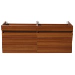 Fresca Mezzo 48" Teak Wall Hung Double Sink Modern Bathroom Cabinet