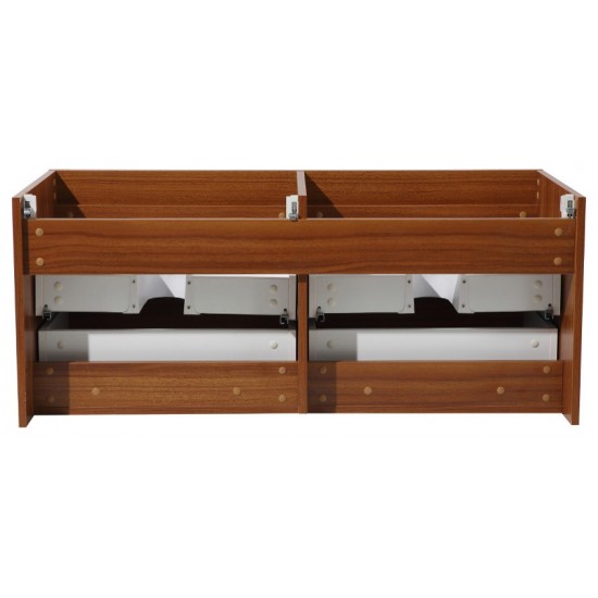 Fresca Mezzo 48" Teak Wall Hung Double Sink Modern Bathroom Cabinet