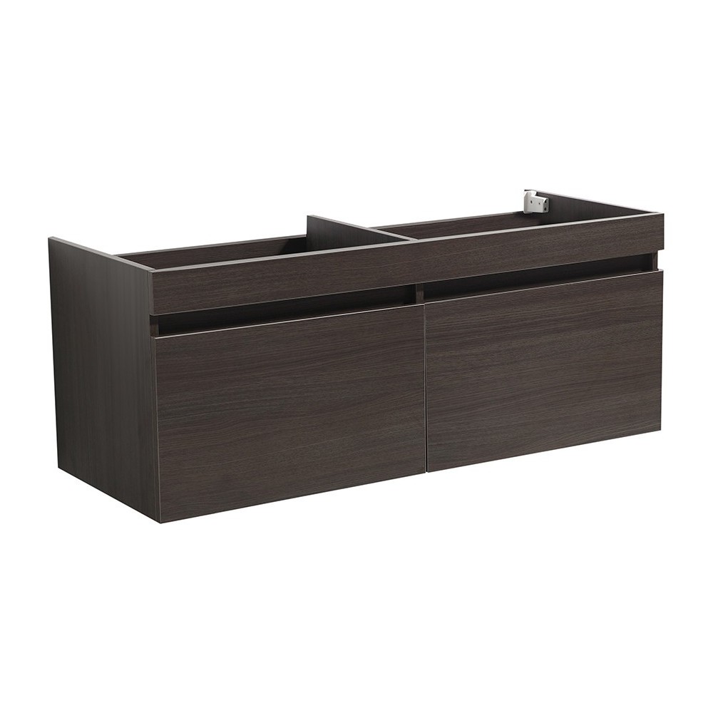 Fresca Mezzo 48" Gray Oak Wall Hung Double Sink Modern Bathroom Cabinet