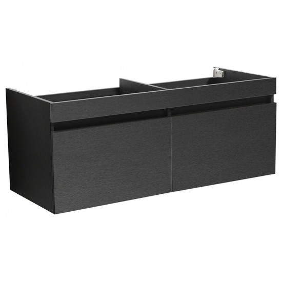 Fresca Mezzo 48" Black Wall Hung Double Sink Modern Bathroom Cabinet