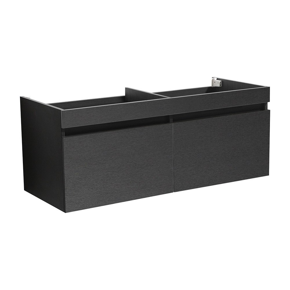 Fresca Mezzo 48" Black Wall Hung Double Sink Modern Bathroom Cabinet