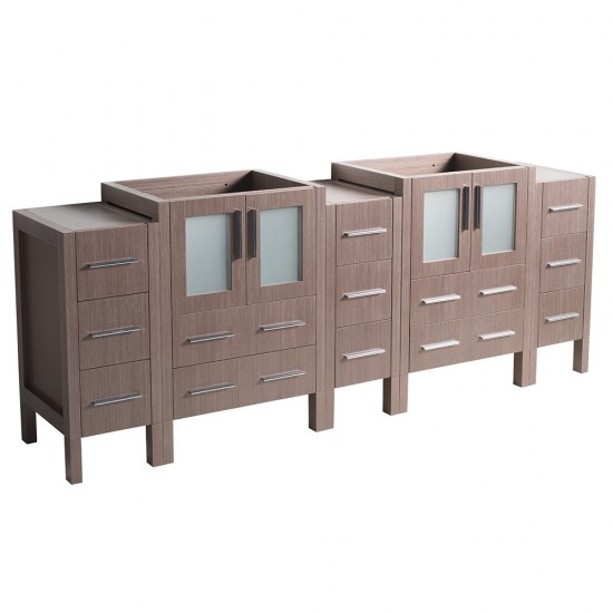 Fresca Torino 72" Gray Oak Modern Bathroom Cabinets, FCB62-72GO