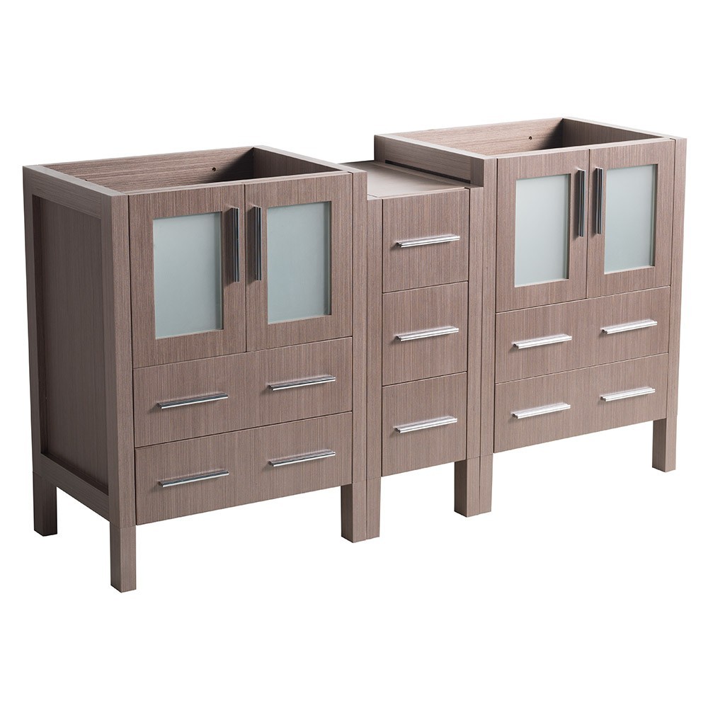 Fresca Torino 60" Gray Oak Modern Bathroom Cabinets, FCB62-241224GO