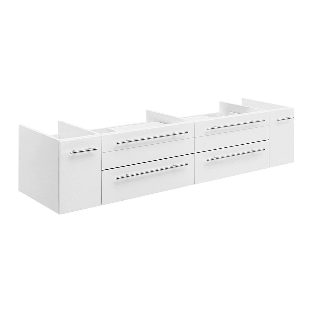 Fresca Lucera 72" White Wall Hung Double Vessel Sink Modern Bathroom Cabinet